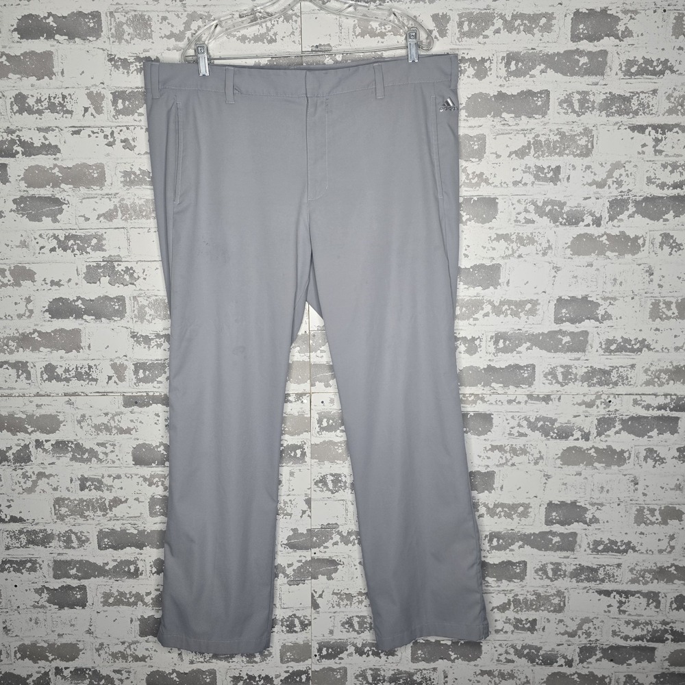 Adidas Golf Pants Mens 40x31 Gray Puremotion Stretch 3-Stripes‎ Straight Leg